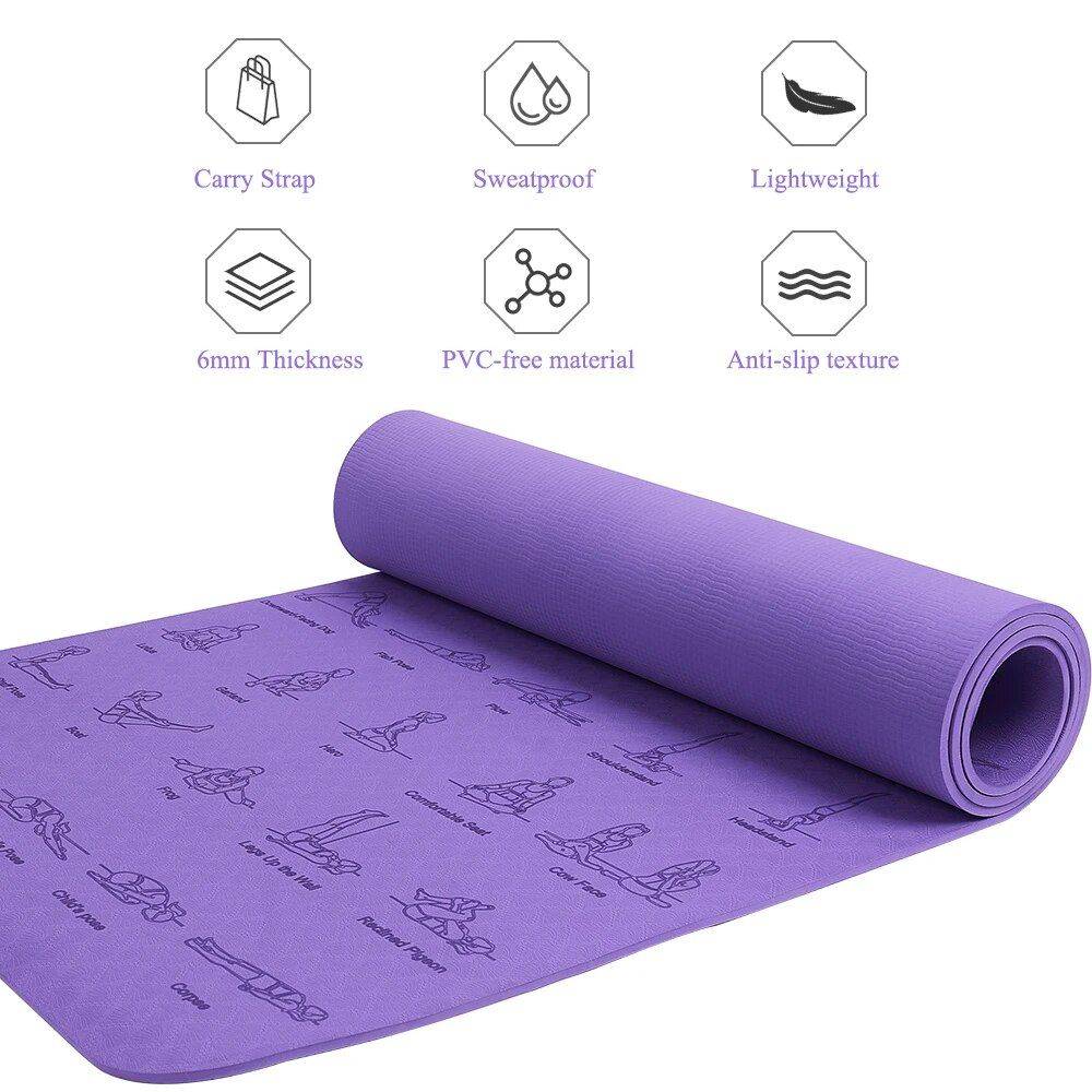 Premium Comfort & Anti-Skid Yoga Mat – 183x61cm, 6mm Thick, Eco-Friendly TPE, Ideal for Beginners Sports and Fitness Yoga Color : Purple|Blue Premium Comfort & Anti-Skid Yoga Mat - 183x61cm, 6mm Thick, Eco-Friendly TPE, Ideal for Beginners Sports and Fitness Yoga Color : Purple|Blue