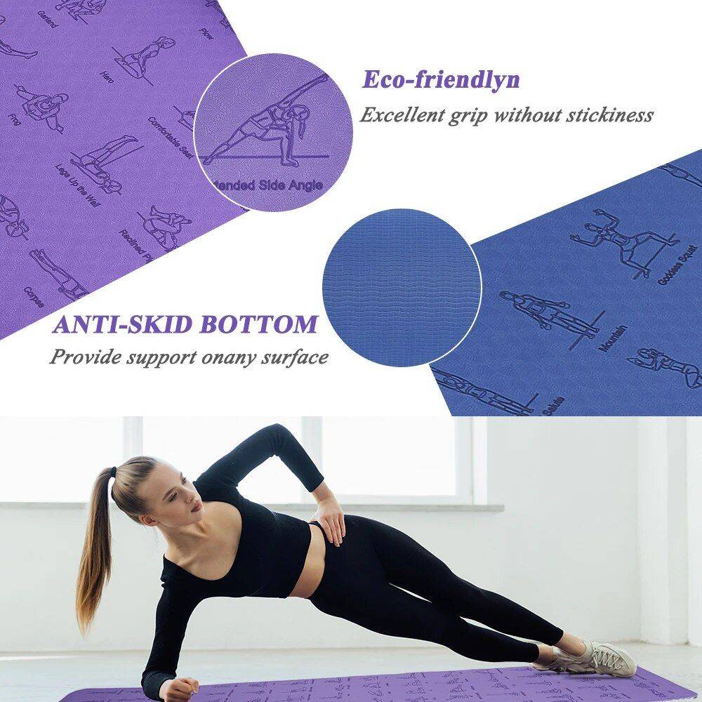 Premium Comfort & Anti-Skid Yoga Mat – 183x61cm, 6mm Thick, Eco-Friendly TPE, Ideal for Beginners Sports and Fitness Yoga Color : Purple|Blue Premium Comfort & Anti-Skid Yoga Mat - 183x61cm, 6mm Thick, Eco-Friendly TPE, Ideal for Beginners Sports and Fitness Yoga Color : Purple|Blue